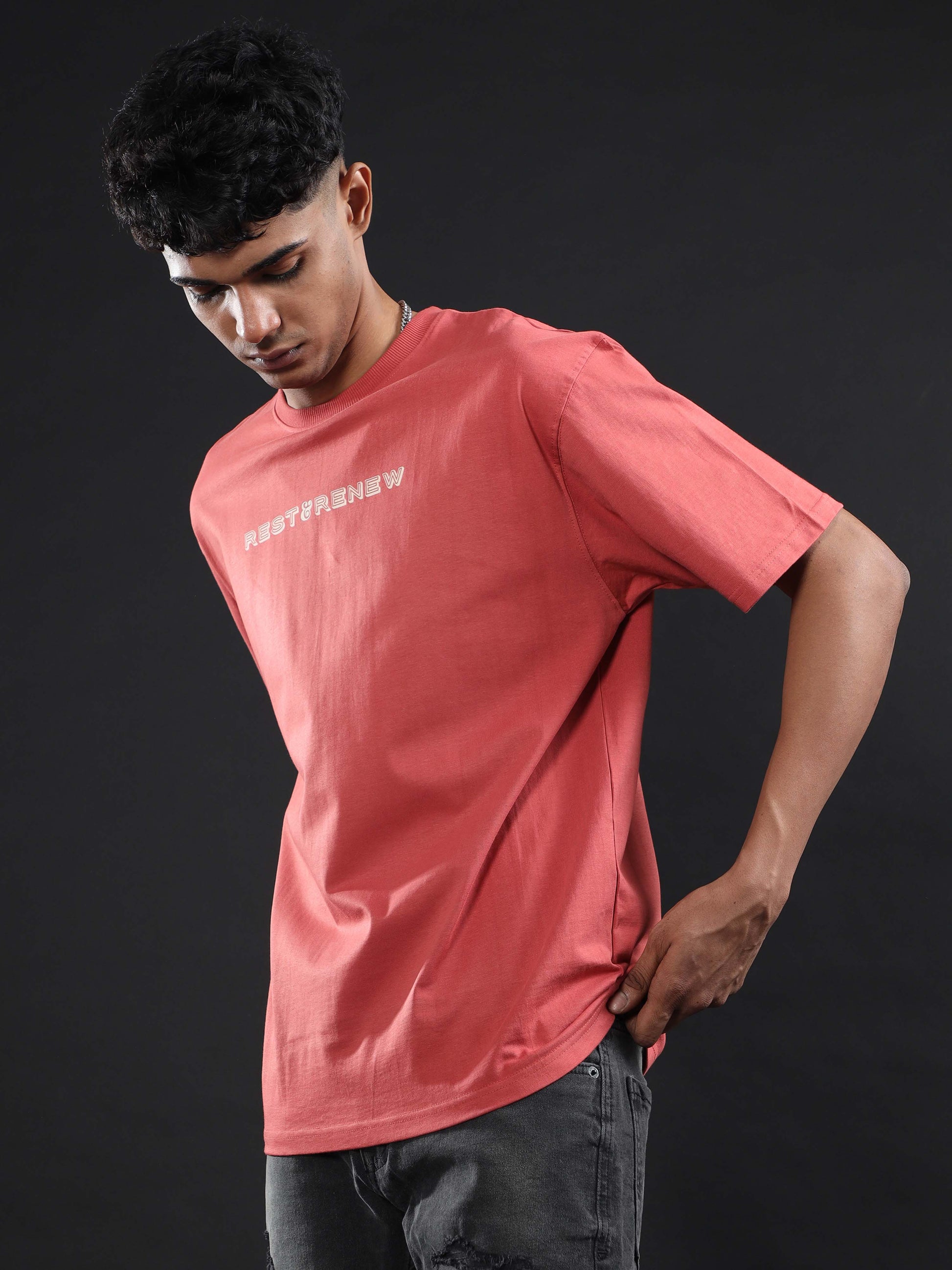 Rest & Renew Unisex Oversized Peach T Shirt 