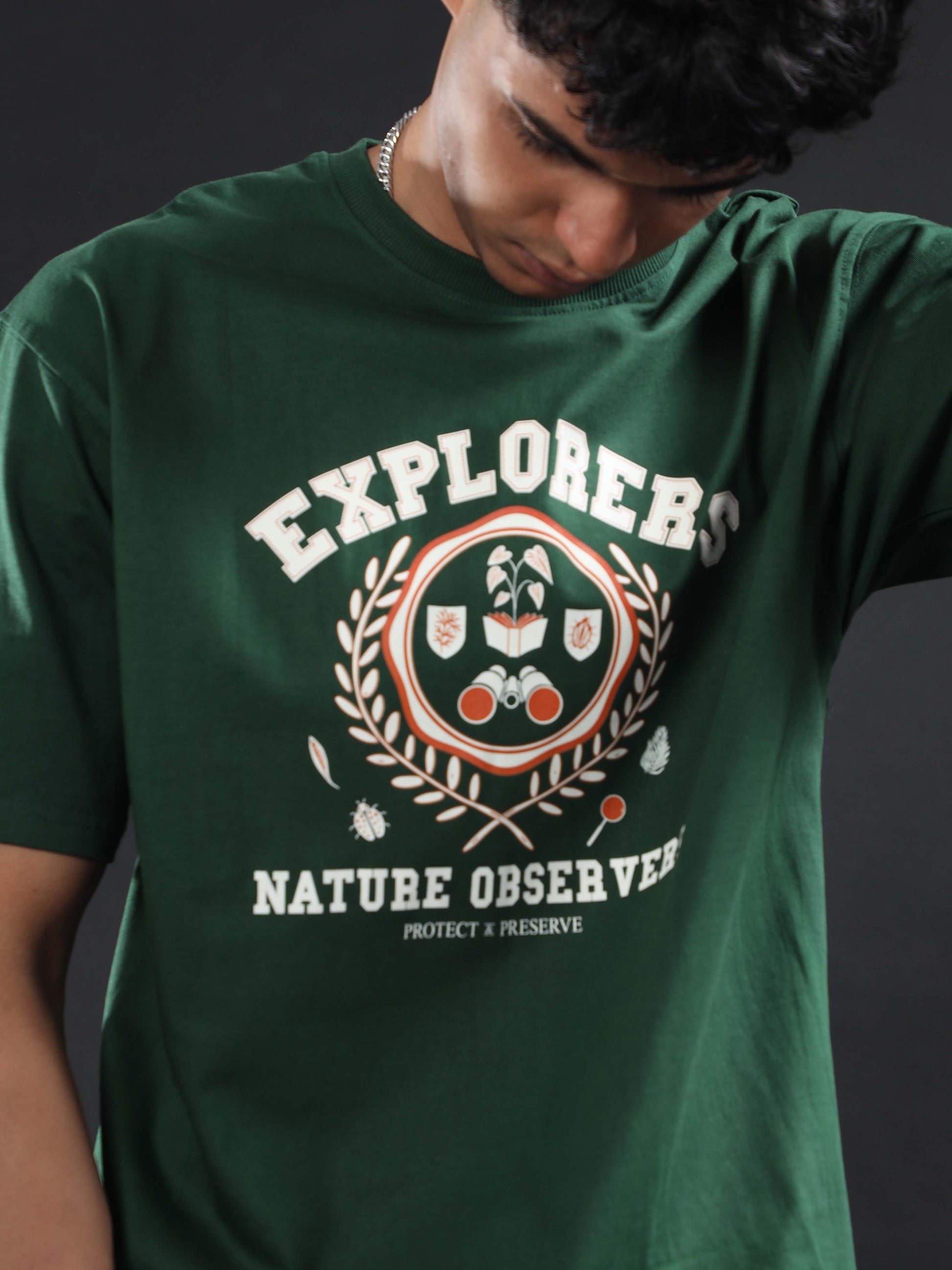 Explorers Unisex Green Oversized t-shirt