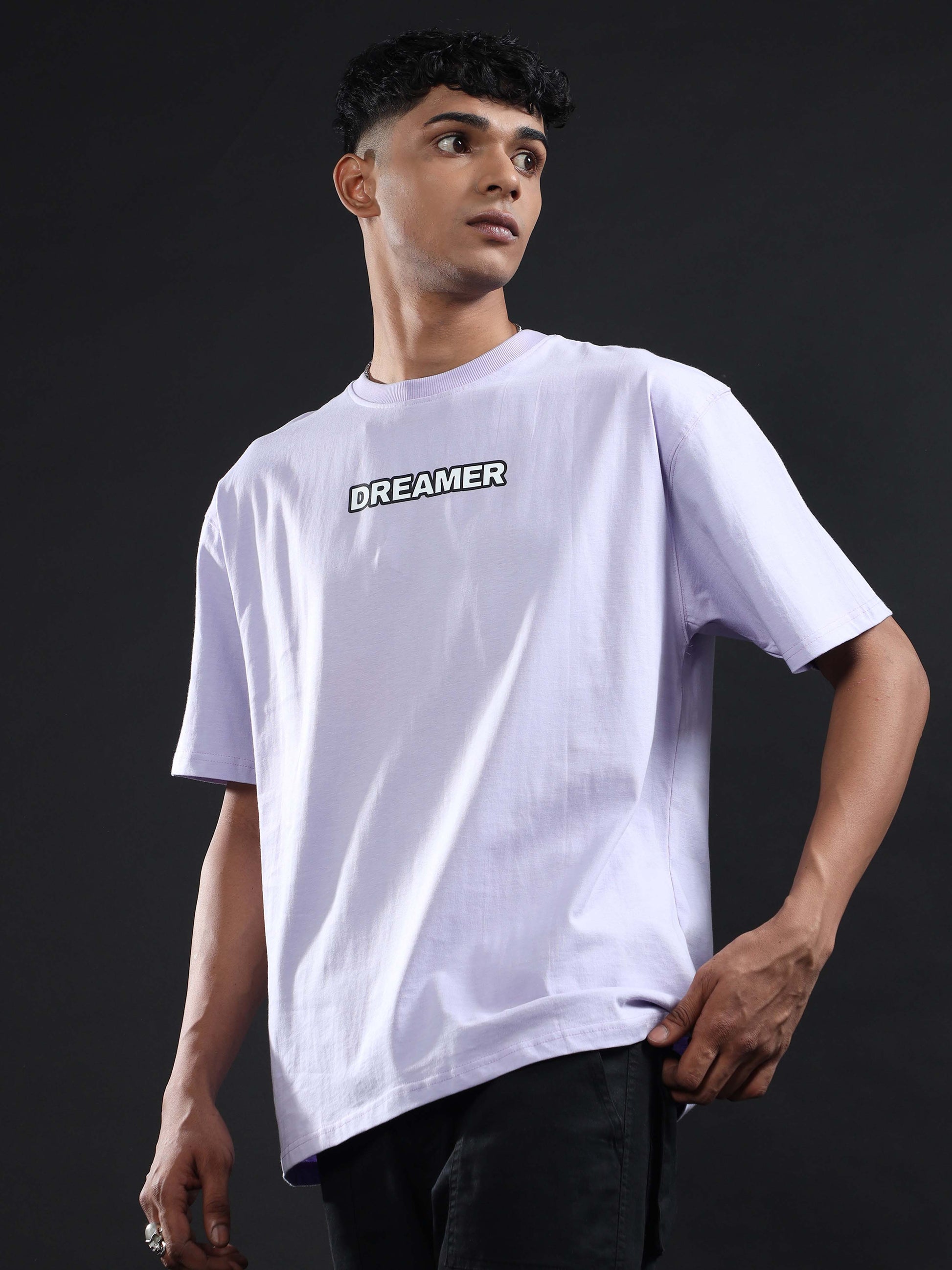 Unisex dreamer oversized lavender t-shirts.