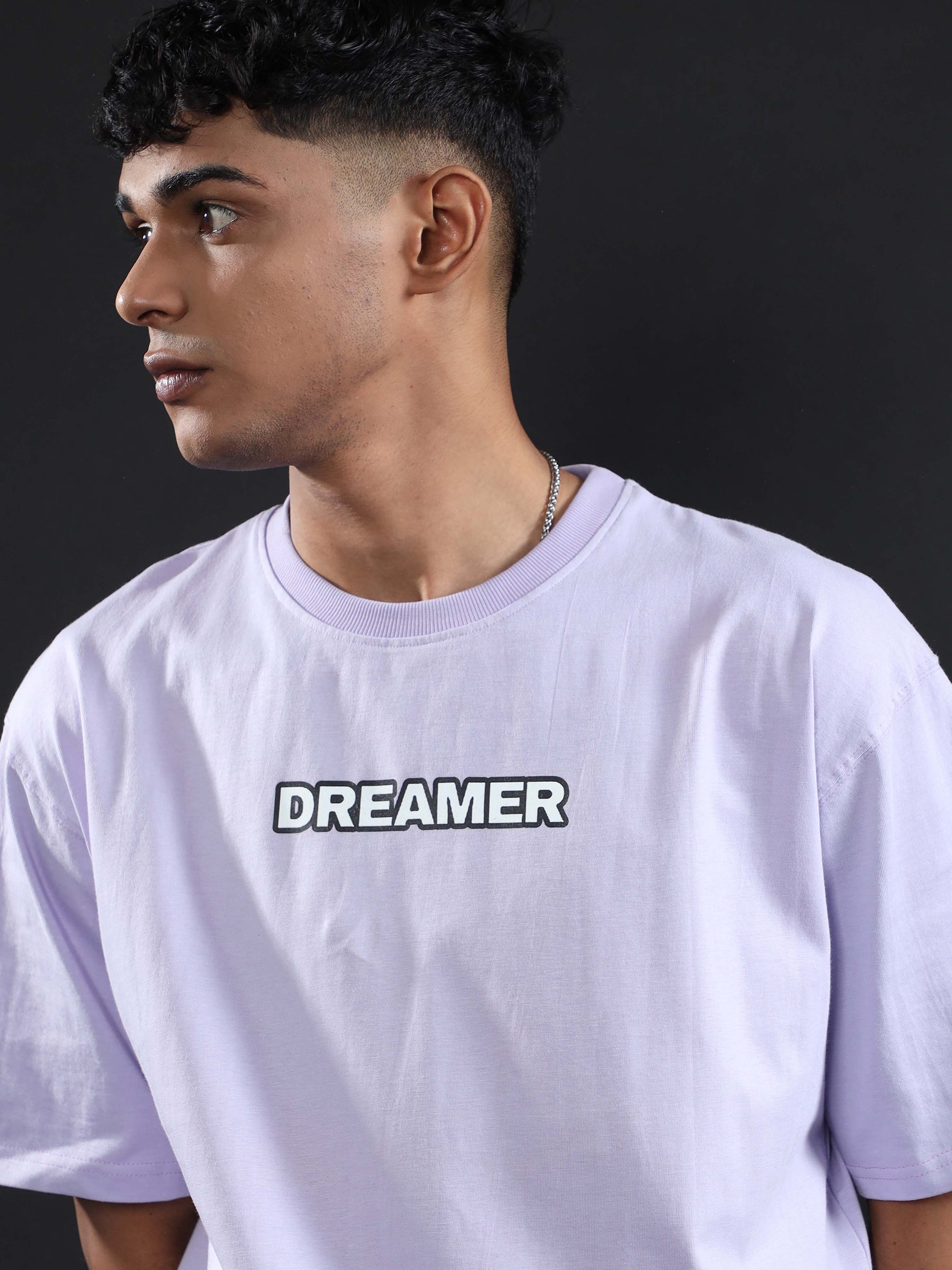 Unisex dreamer oversized lavender t-shirts.