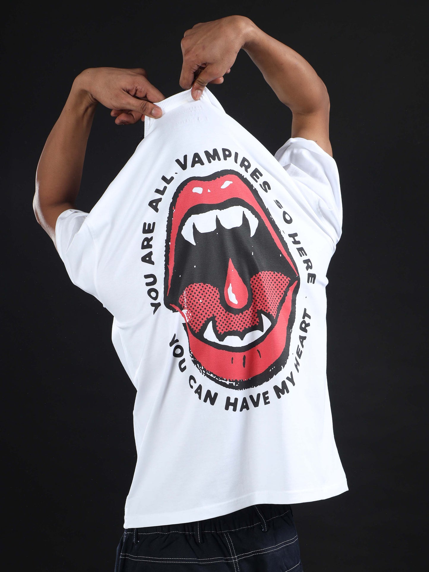 Vampires Unisex Oversized Peach T Shirt 