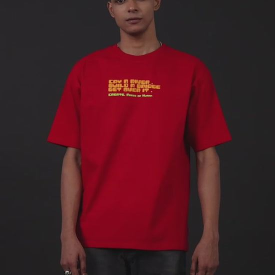 Unisex Red Drop Shoulder T Shirt